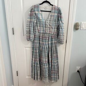 Joie Multicolor Long Sleeve Dress Cotton Tiered Dress